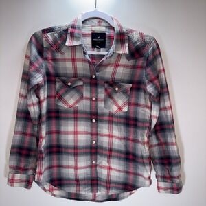 American Eagle Outfitters Women's Flannel Pink/Gray Size XS Grunge Hipster Urban